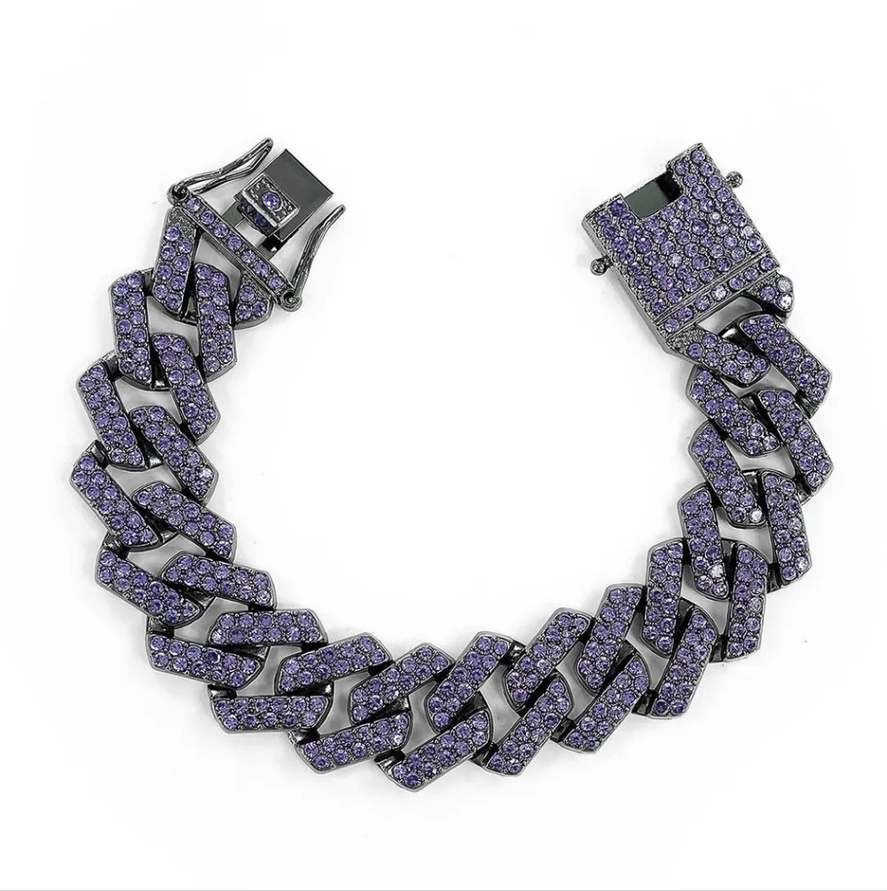 Invicta Elements XL Mens Purple Drip Chain Bling Cuban Link  6.75" SS Bracelet
